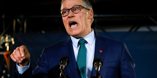 Washington state Governor Jay Inslee speaks during a news conference to announce his decision to seek the Democratic Party's nomination for president in 2020 at A&amp;R Solar in Seattle, Washington, U.S., March 1, 2019.