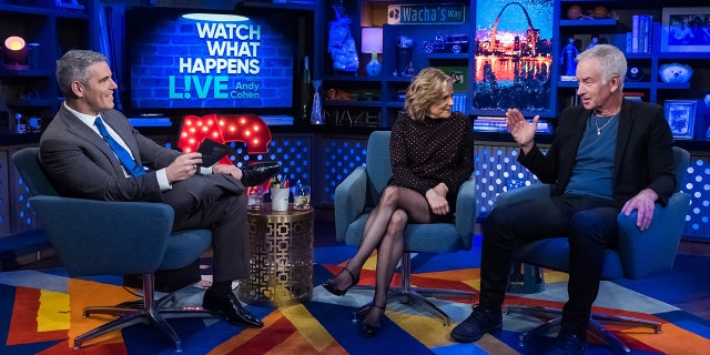 Tennis legend John McEnroe, right, told Andy Cohen, left, and fellow "WWHL" guest Amy Sedaris that former father-in-law Ryan O'Neal is a ‘particularly heinous individual.’