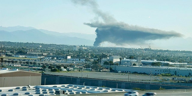 The fire can be seen from over a mile away.