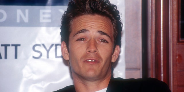 Luke Perry at a press conference in the 1990s in Sydney, Australia, at the height of his '90210' fame.