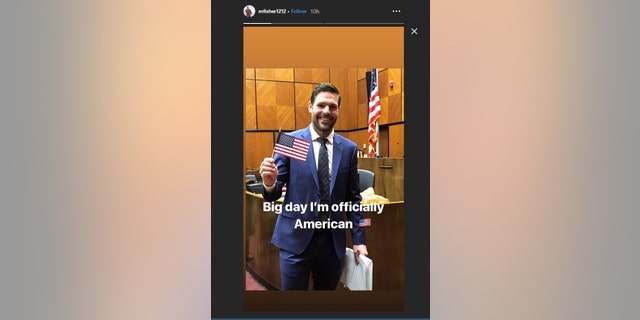 Carrie Underwood's husband Mike Fisher celebrated becoming an American citizen.