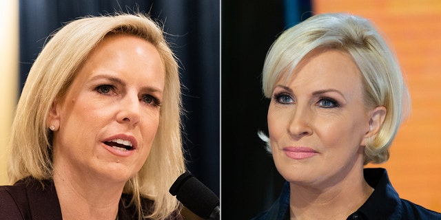 Kirstjen Nielsen was targeted by Mika Brzezinski (right), Joe's morning, following her testimony on Wednesday before the House Homeland Security Committee.