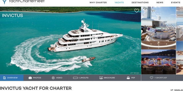 The yacht, which is available for charter, as People notes, features six decks and its own hot tub on the sundeck.