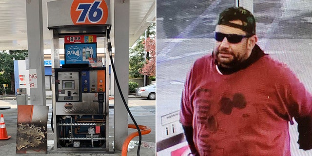 A man bought a gallon of gas before spilling it near a pump and lighting it on fire at a gas station in Sacramento, Calif. on Saturday, according to officials.