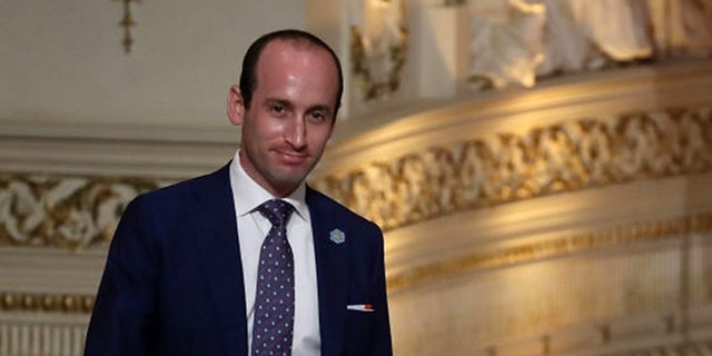 FILE: WEST PALM BEACH, FL: White House Senior Advisor Stephen Miller arrives before the start of a news conference by President Donald Trump and Japanese Prime Minister Shinzo Abe hold a news conference at Mar-a-Lago resort on April 18, 2018 in West Palm Beach, Florida. The two leaders are meeting for a multi-day working meeting where they are discussing world events. (Photo by Joe Raedle/Getty Images)
