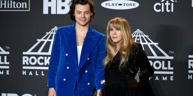 Stevie Nicks accidentally referred to Harry Styles as a member of NSYNC at Friday’s Rock and Roll Hall of Fame ceremony.