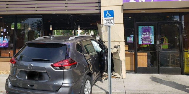 An elderly man reportedly crashed his car into the Taco Bell saturday afternoon.