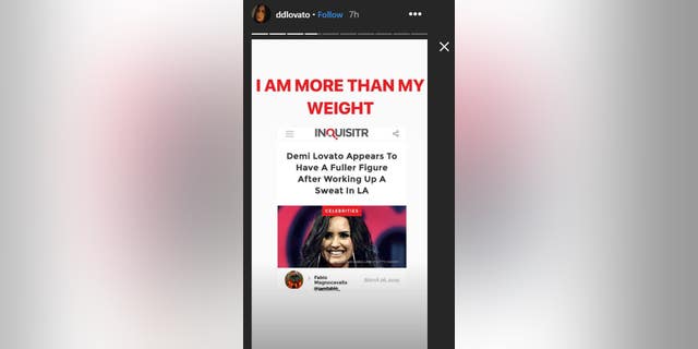 Demi Lovato took to Instagram Friday to share a message about the importance of body positivity with fans.