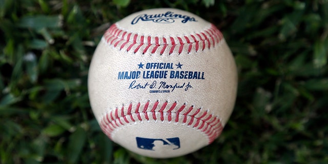 A new prototype baseball for Major League Baseball on display March 20, 2019 in Clearwater, Florida.