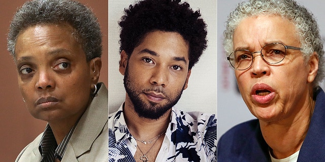 Candidates Lori Lightfoot (left) and Toni Preckwinkle (right) have both been&nbsp;peppered with questions about the Smollett (center) case and its handling. Both have faulted State's Attorney Kim Foxx for failing to provide details on why the charges were dropped.&nbsp;