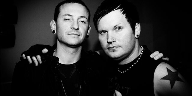 Chester Bennington (left) with Jim Louvau. — Jim Louvau
