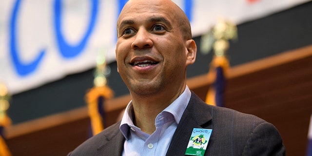 Democratic presidential candidate Sen. Cory Booker speaks during a town hall meeting in Rock Hill, S.C., on Saturday.
