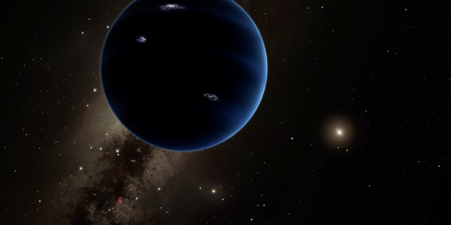 Artist's illustration of Planet Nine, a hypothetical world that some scientists think lurks undiscovered in the far outer solar system. (R. Hurt (IPAC)/Caltech)