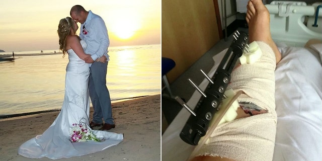 Natalie Fitzpatrick, who had wed husband Paul in a 2012 beach ceremony in Koh Chang, Thailand, said the pair were watching a fireworks display with her 4-year-old daughter when one shot went off into the crowd.