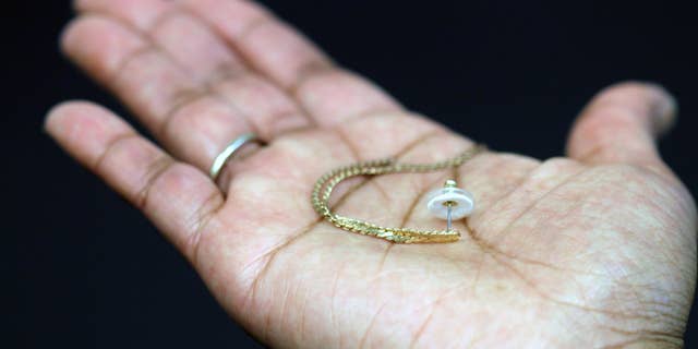 An example of an earring with the contraceptive patch.