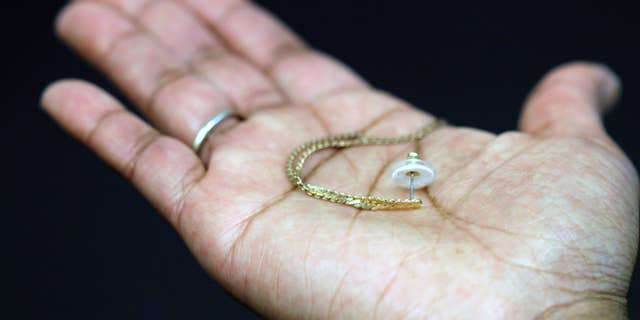 An example of an earring with the contraceptive patch.