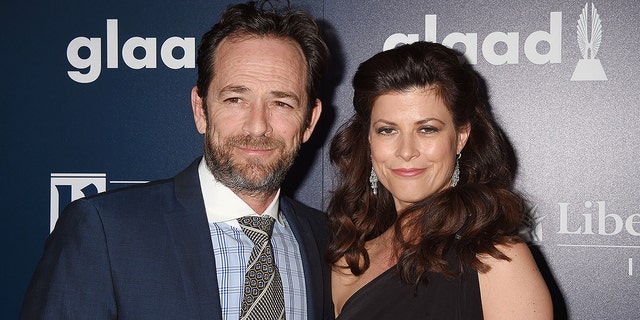 Luke Perry and fiancee Wendy Madison Bauer would have set the date of their marriage to August 17, depending on their date of saving. They are photographed at the GLAAD Media Awards in April 2017.