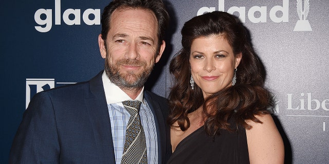 Luke Perry and fiancée Wendy Madison Bauer at the GLAAD Media Awards in April 2017.