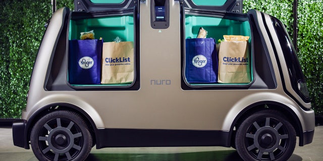 Close up of Nuro's self-driving vehicle