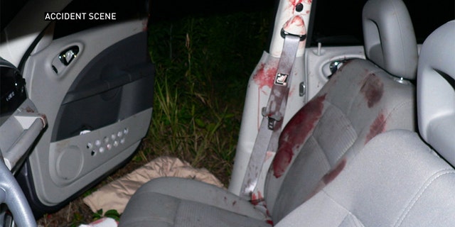 Accident scene photo from Betty Schirmer's car crash.