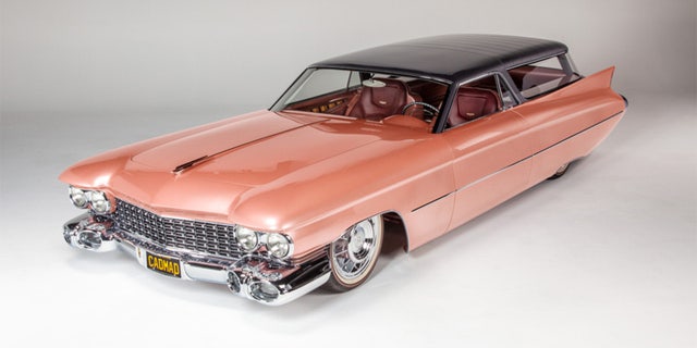 The Ridler award-winning "Cadmad" mixes a Cadilac Brougham with a Chevy Nomad.
