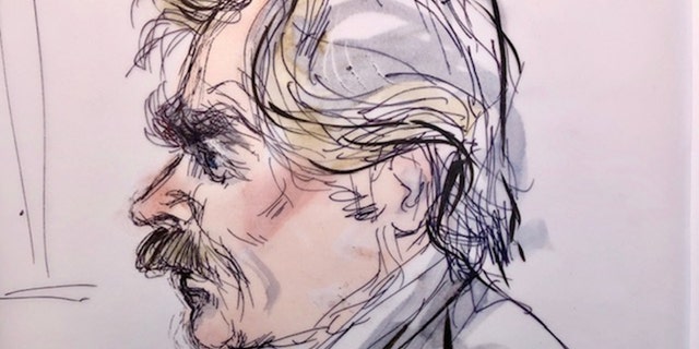 Felicity Huffman's husband, actor William H. Macy appears in this court sketch at an initial hearing for defendants in a racketeering case involving the allegedly fraudulent admission of children to elite universities, at the U.S. federal courthouse in downtown Los Angeles, California, U.S., March 12, 2019. REUTERS/Mona Edwards