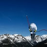 Italy's Dominik Paris is airborne during an alpine ski, men's World Cup downhill training run in Soldeu, Andorra, March 12, 2019.