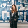 Catt Sadler looks casual chic in a flannel trench coat as she celebrates artist Marco Lorenzetto's studio opening in Hollywood, Calif. on March 21, 2019.