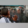 A demonstrator confronts a member of the Bolivarian National Guard in Urena, Venezuela, near the border with Colombia, Feb. 23, 2019. 
