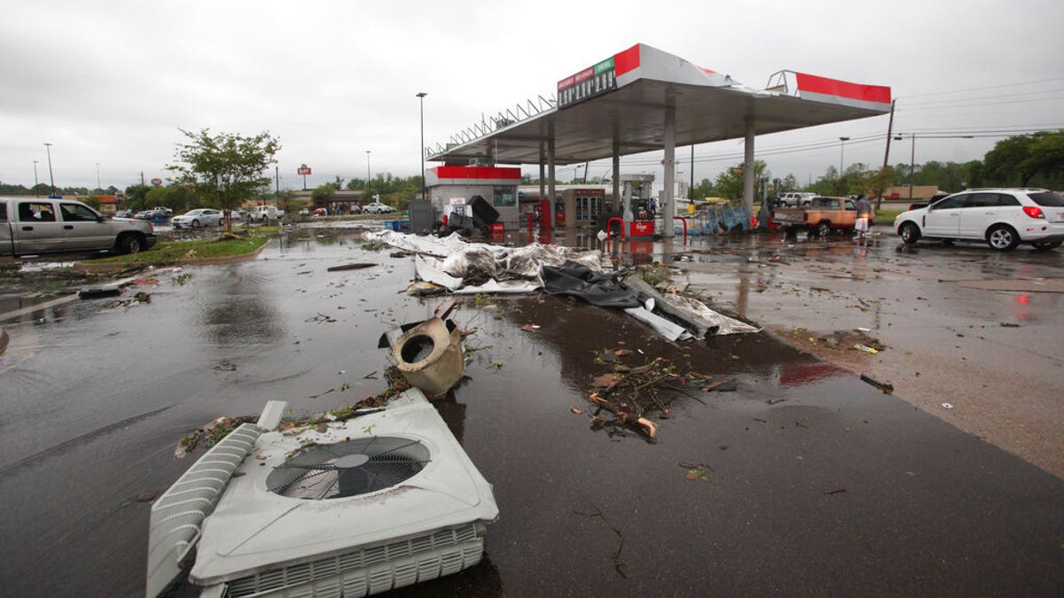 A gas station in Vicksburg, Mississippi, sustained damage on Saturday.