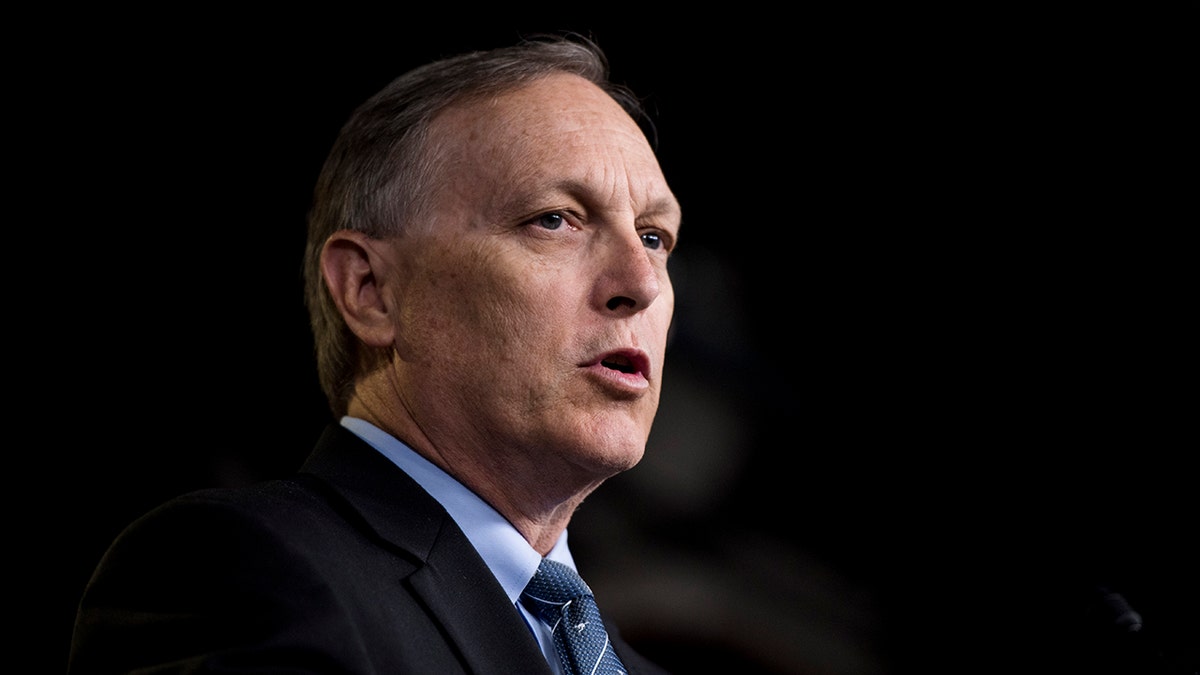 UNITED STATES - SEPTEMBER 6: Rep. Andy Biggs, R-Ariz., participates in the press conference calling on President Trump to declassify the Carter Page FISA applications on Thursday, Sept. 6, 2018. (Photo By Bill Clark/CQ Roll Call)