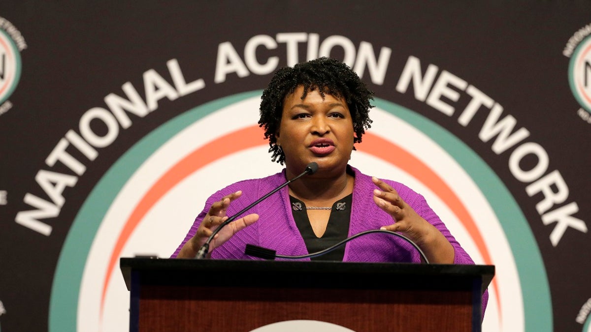 Former Georgia gubernatorial candidate Stacey Abrams speaks during the National Action Network Convention in New York City, April 3, 2019. (Associated Press)