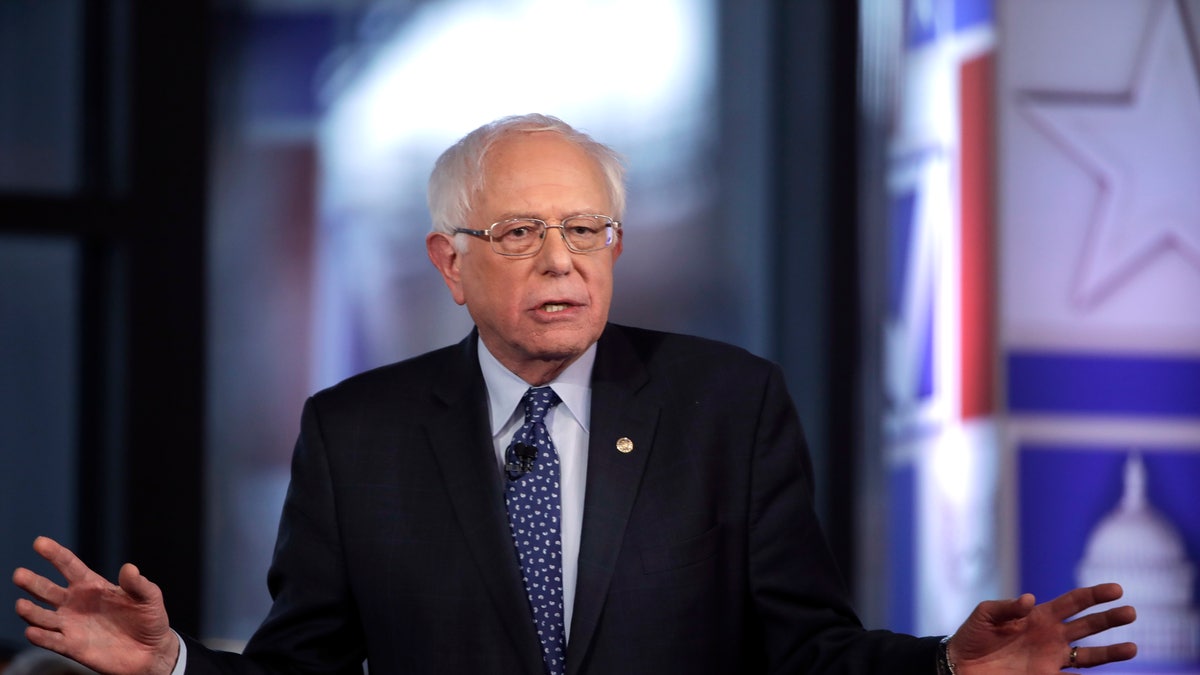 Sen. Bernie Sanders speaks during a Fox News town-hall style event Monday April 15, 2019 in Bethlehem, Pa. (AP Photo/Matt Rourke)