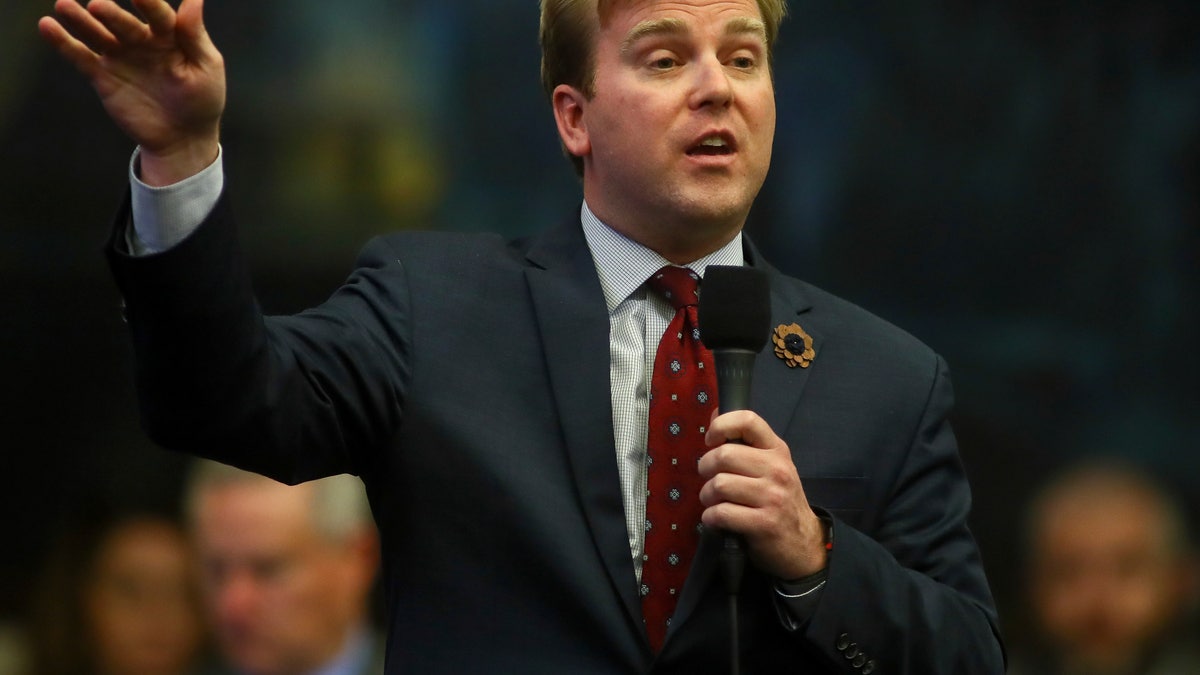 Rep. James Grant, R-Tampa, answers questions during a debate over his House bill on voting rights restoration, April 23, 2019, on the floor of the Florida House in Tallahassee. (Associated Press)