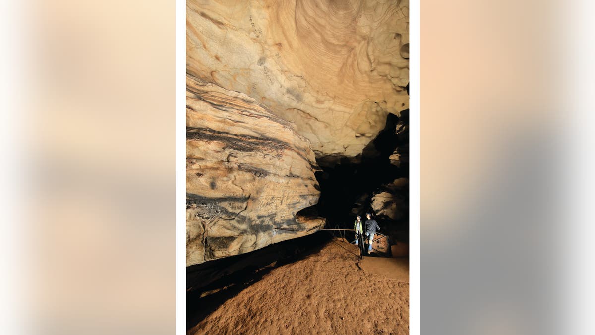 The Manitou Cave, with Cherokee syllabary visible on the ceiling