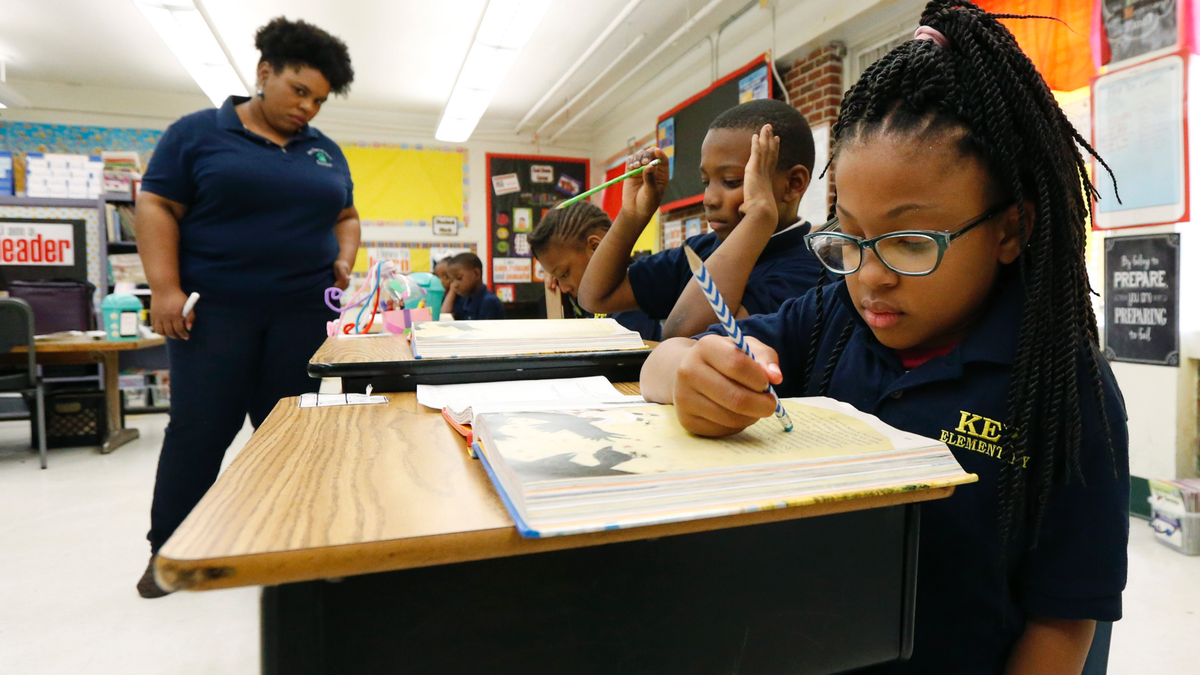 School students take reading test