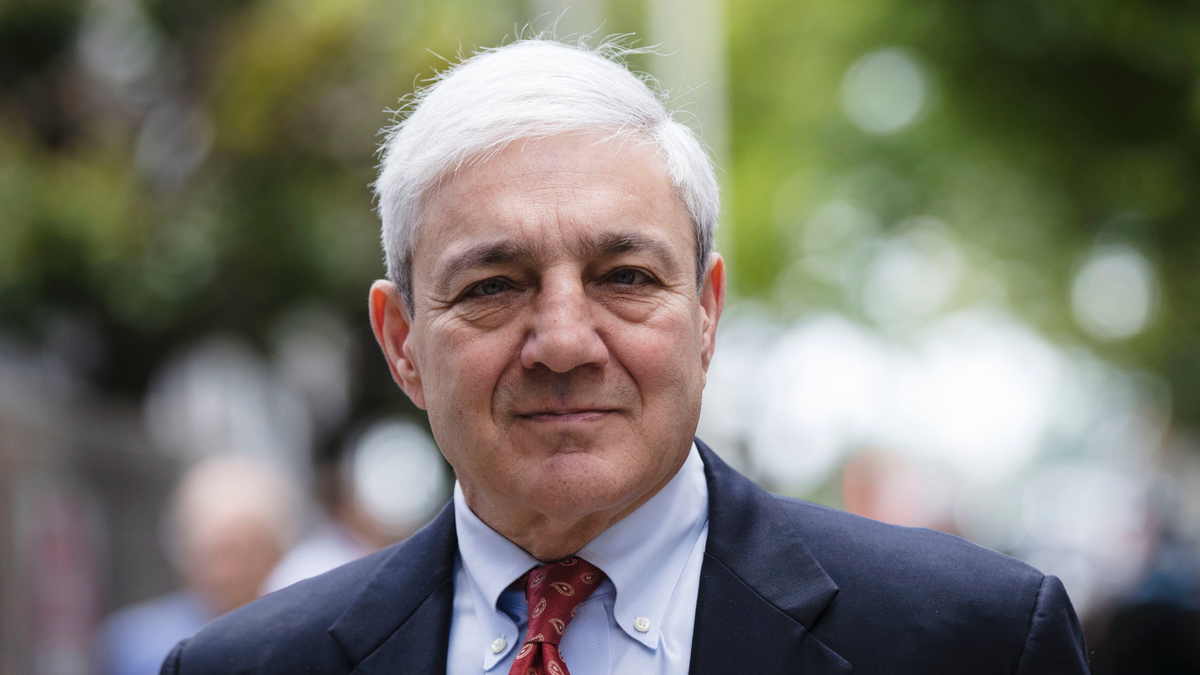 Former Penn State President Graham Spanier was sentenced to at least two months in jail on a misdemeanor child endangerment charge in 2017. (AP Photo/Matt Rourke, File)