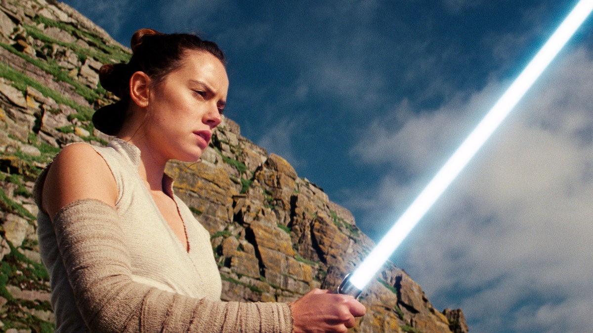 This image released by Lucasfilm shows Daisy Ridley as Rey in "Star Wars: The Last Jedi."