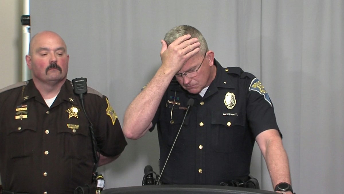 An emotional Indiana State Police Superintendent Doug Carter calls the suspected killer of the two girls a "heartless coward"