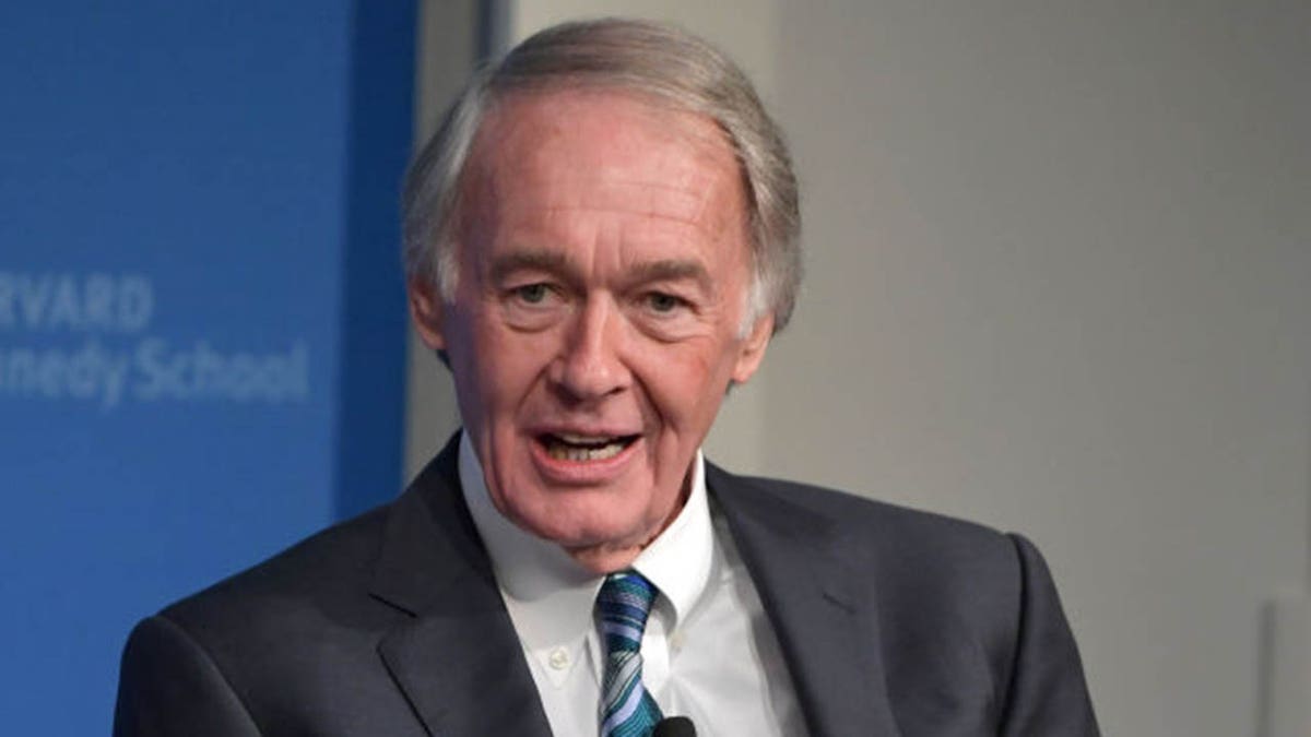 Democratic Sen. Ed Markey speaks at event wearing a gray suit