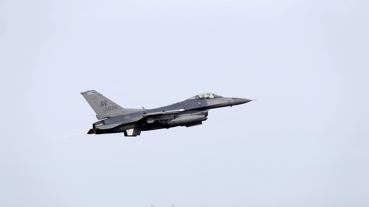 File photo - An F-16 fighter from the U.S. Air Force 510th Fighter Squadron takes-off in Amari air base March 26, 2015.