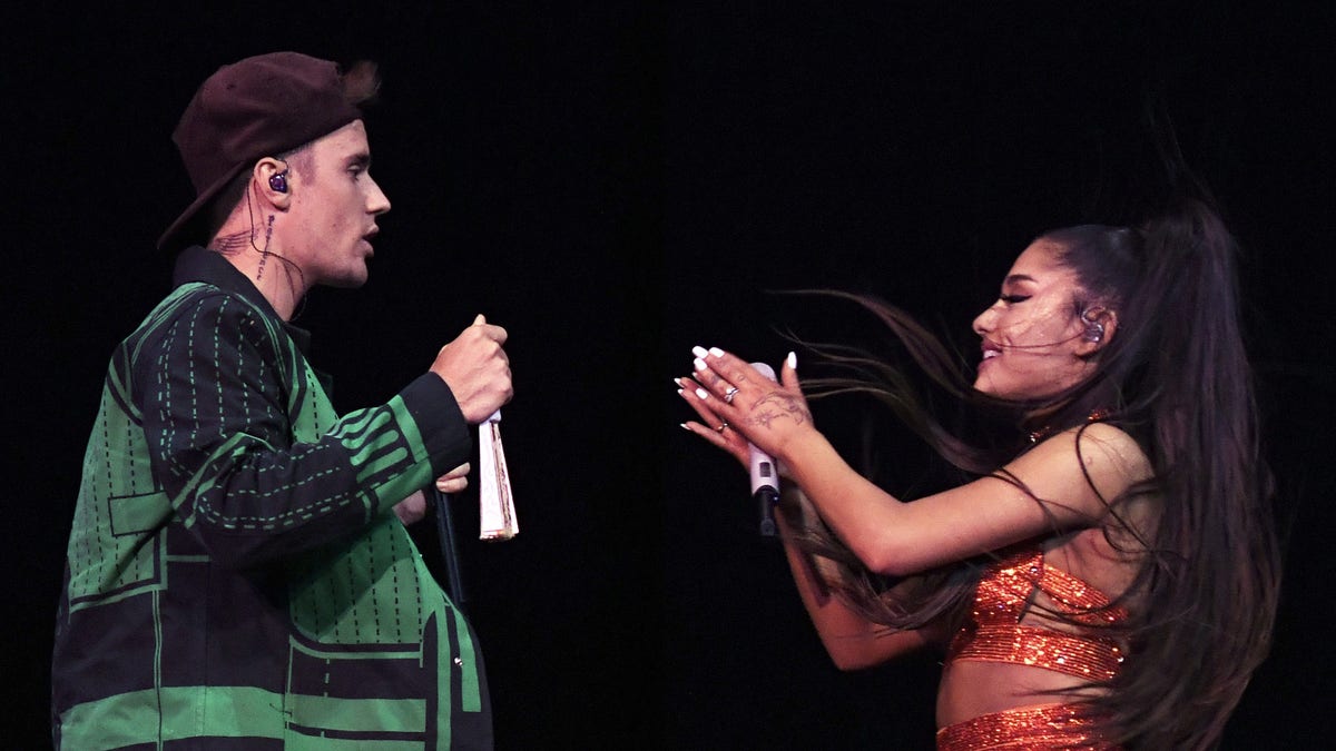 Justin Bieber joined Ariana Grande on stage at Coachella on Sunday.