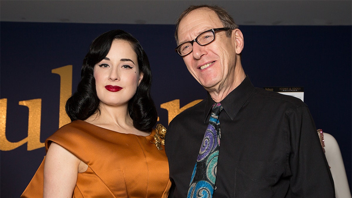 Dita Von Teese (L) and Gypsy Rose Lee's son Erik Preminger attend the media press event of the collection of Gypsy Rose Lee at Julien's Auctions Gallery on Dec. 1, 2014 in Beverly Hills, Calif. — Photo by Chelsea Lauren/WireImage