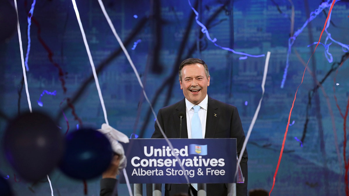 United Conservative Party (UCP) leader Jason Kenney reacts at his provincial election night headquarters in Calgary, Alberta, Canada April 16, 2019. 