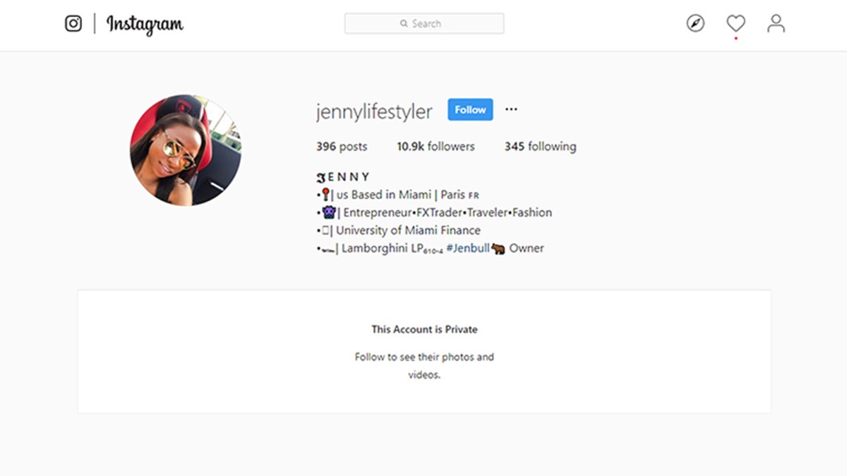 Jenny Ambuila made her Instagram account, which has more than 10,000 followers, private after her arrest.
