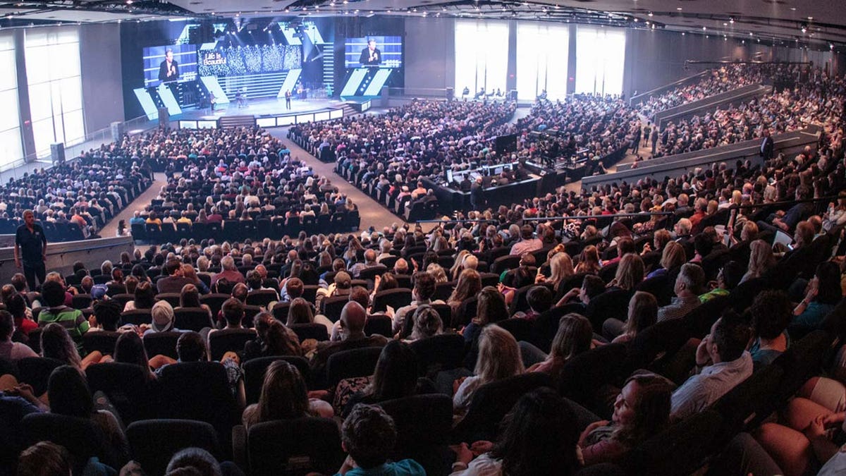 Pastor Jentezen Franklin speaks at the "Life Is Beautiful" event at Free Chapel in Gainesville, Georgia.