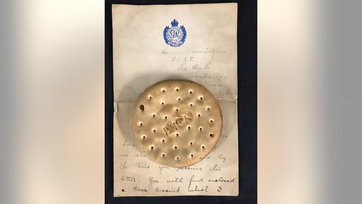 The hardtack biscuit was recovered from one of Lusitania's lifeboats. (Henry Aldridge and Son)