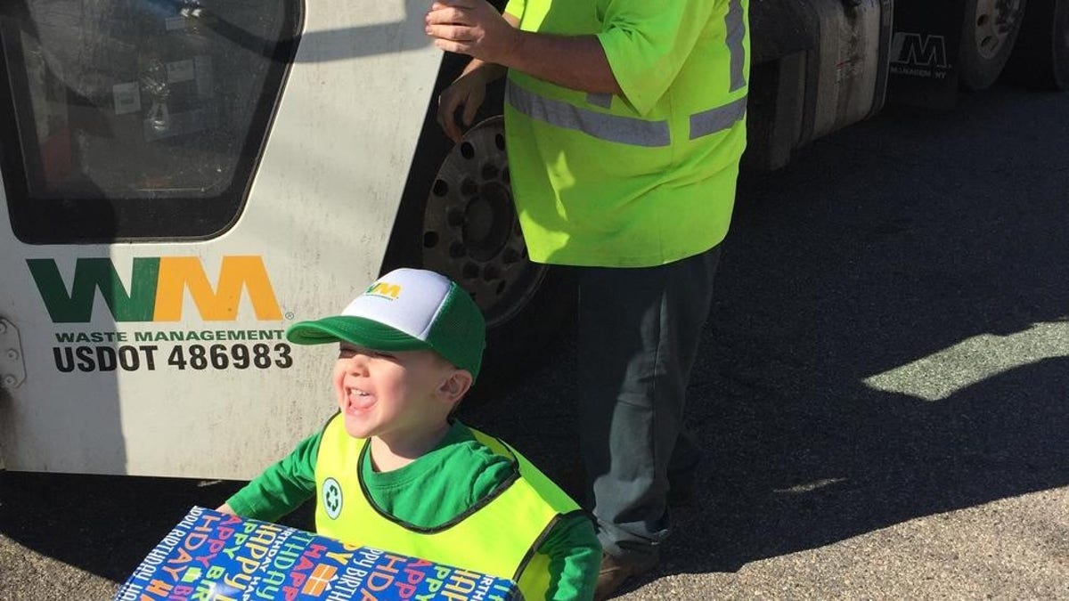 "He doesn't like trash, he cleans up all day long," Ethan's mother said.