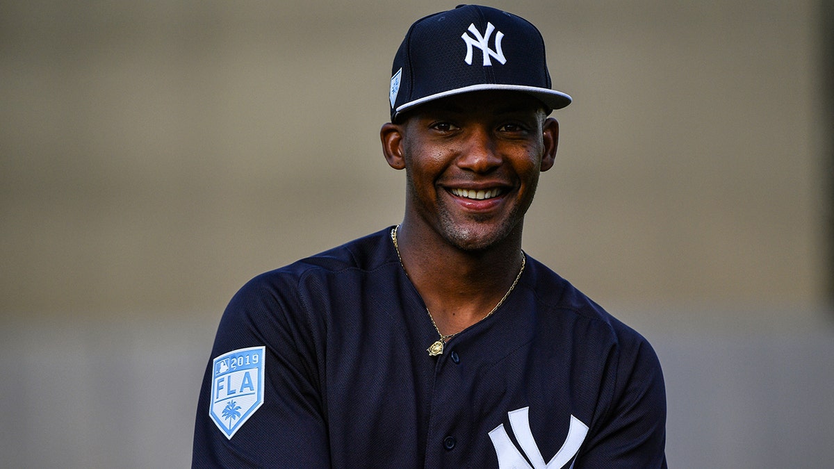 Miguel Andujar #41 of the New York Yankees could require surgery for a tear in his right shoulder.