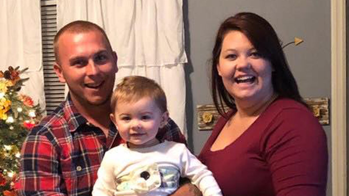 Chris Miracle, 26, and his fiance Ashley Harris, 26, and daughter Emmarie Miracle, 2.